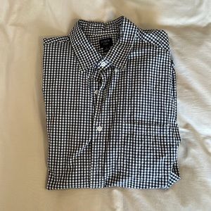 J. Crew long sleeve button down, size large, flex fabric, navy/white checkered